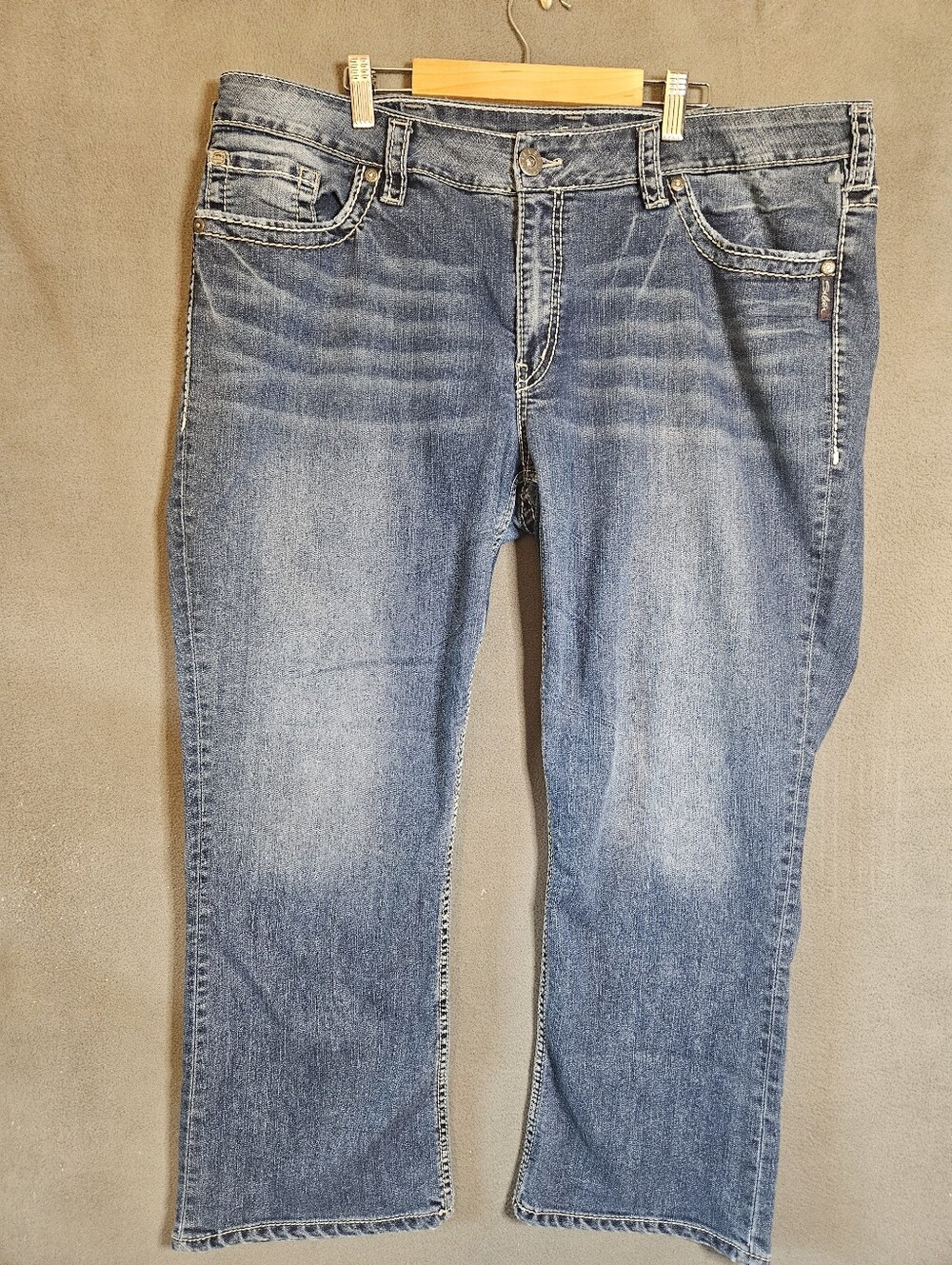 Womens Silver Jeans Santorini Blue Denim Jeans Plus Size 20 Grunge Straight